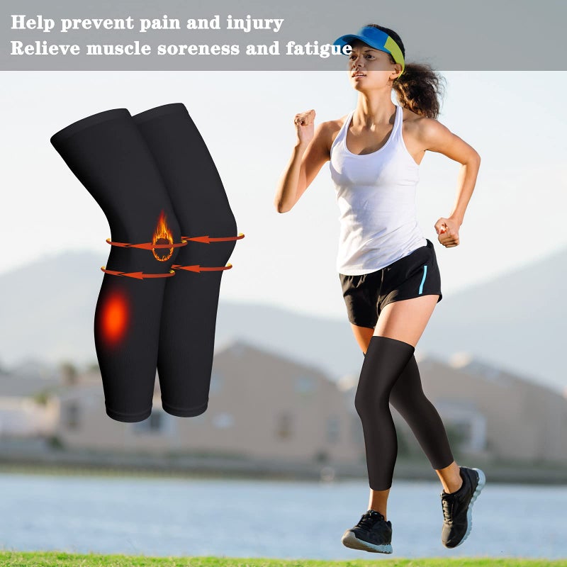 Skylety Compression Leg Sleeve Full Length Leg Sleeves Sports Cycling for Men Women, Running, Basketball(M,Black) - Image 5