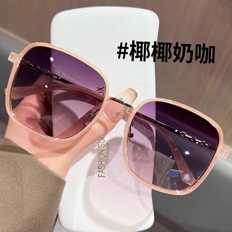 Large Square Frame Polarized Sunglasses Fashion Versatile Driving High-End Olive Black Gray Sunglasses - Image 3
