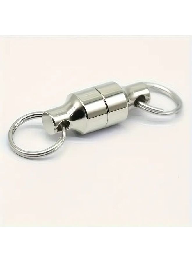 قطعتان سلسلة مفاتيح خطافية مغناطيسية متينة بسعة 5 كيلوجرام (11 رطلاً) باللون الفضي - Image 3