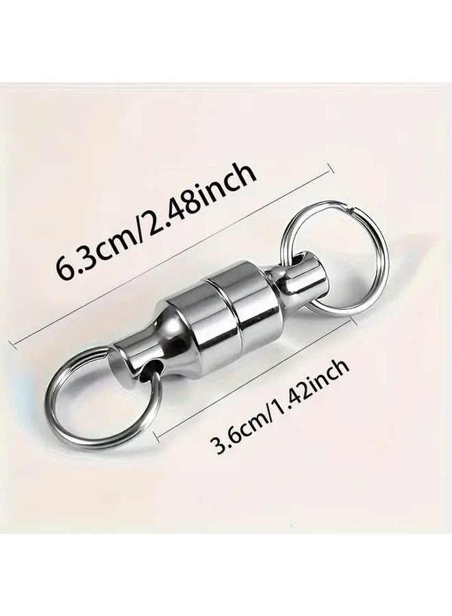 قطعتان سلسلة مفاتيح خطافية مغناطيسية متينة بسعة 5 كيلوجرام (11 رطلاً) باللون الفضي - Image 2
