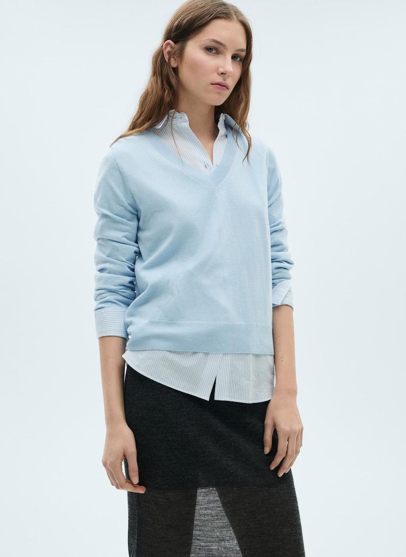 MANGO V-Neck Knit Sweater  - Image 1