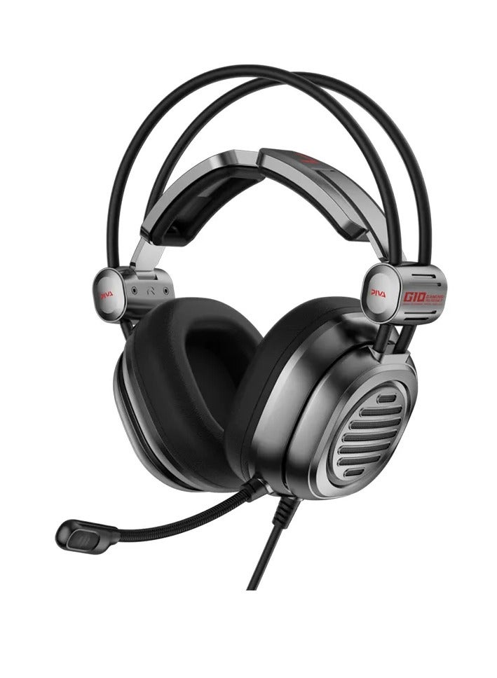 PIVA G10 Wired Headphones with 3.5mm AUX Jack Powerful 53mm driver delivers clear, powerful sound with fine details for an immersive gaming audio experience Virtual channel with microphone and noise-canceling gaming headset Compatible with most devices such as PC, PlayStation, Xbox, and smartphones - Image 1