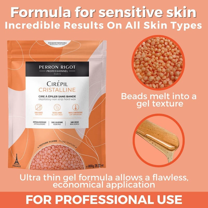 Cirepil - Cristalline - 800g / 28.22 oz Hard Wax Beads Bag - Unscented & Rosin-Free, Micro-Crystalline Formula for Highly Sensitive Skin - Clear Gel Stripless Hair Removal for Face & Body, Low-Temp - Image 2