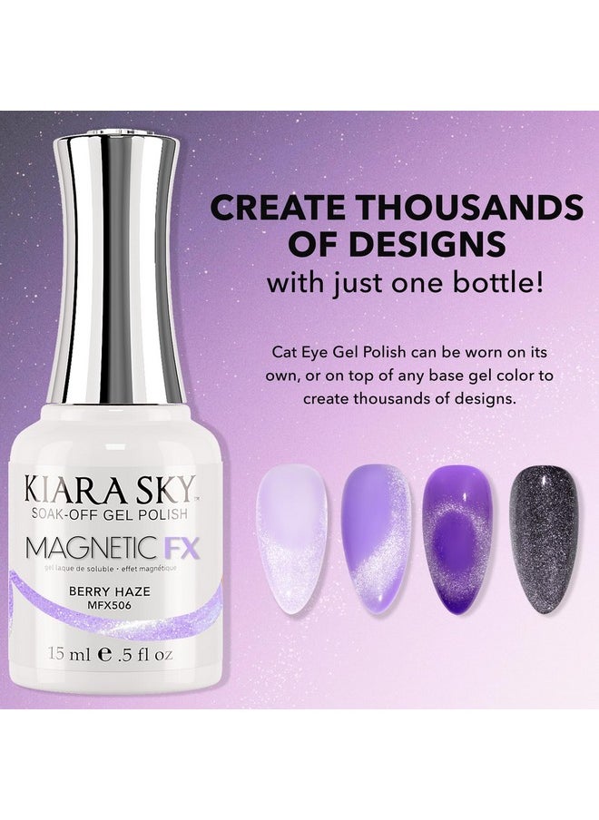 KIARA SKY - Soak Off Gel Polish | Magnetic Cat Eye Effect | Long-Lasting And Lightweight Soak Off Gel Polish | Uv Led Magneticfx 0.5 Fl Oz, Berry Haze - Image 1