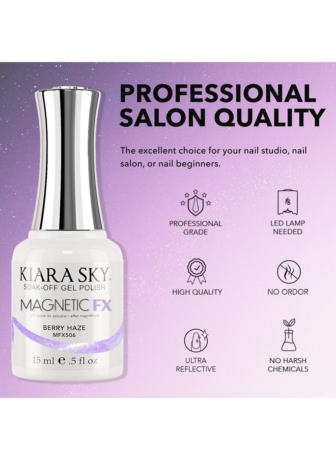 KIARA SKY - Soak Off Gel Polish | Magnetic Cat Eye Effect | Long-Lasting And Lightweight Soak Off Gel Polish | Uv Led Magneticfx 0.5 Fl Oz, Berry Haze - Image 1