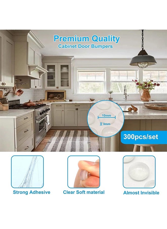 Generic - 300Pcs Clear Cabinet Door Bumpers Adhesive Bumper Pads Silicone Bumpers Self Adhesive Sound Dampening Cabinet Stoppers for Kitchen Cabinet Picture Frame Cupboard Drawer - Image 1