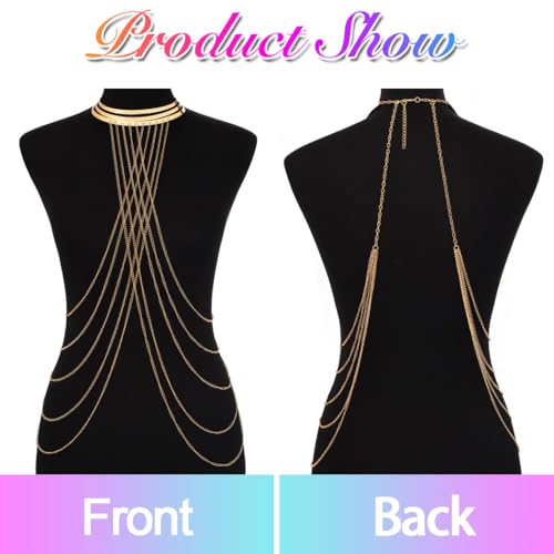 Nicute Body Chain Necklace Gold Shoulder Chains Body Chain Jewelry for Women - Image 2