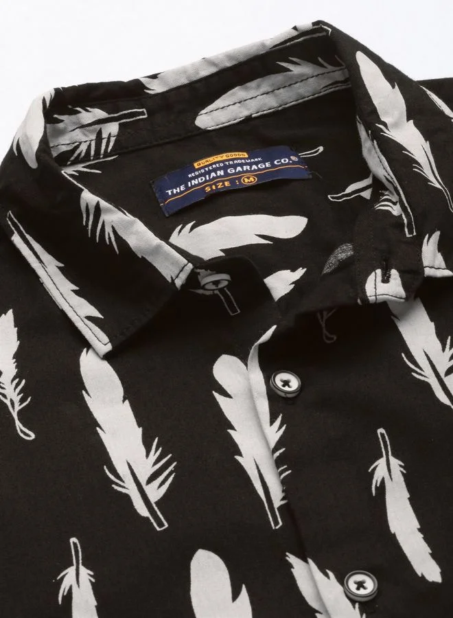 The Indian Garage Co Men Regular Fit Printed Half Sleeves Cutaway Collar Casual Shirt