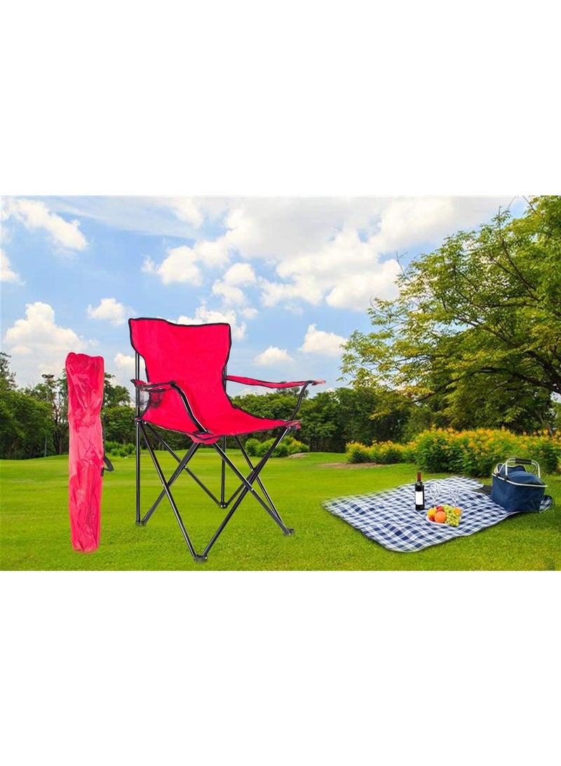 DEXO كرسي تخييم محمول ممتاز – إطار فولاذي قابل للطي، قماش أكسفورد 600D، مقعد خفيف الوزن سهل الحمل للصيد، الشاطئ، التنزه والمغامرات الخارجية (أحمر) - Image 4
