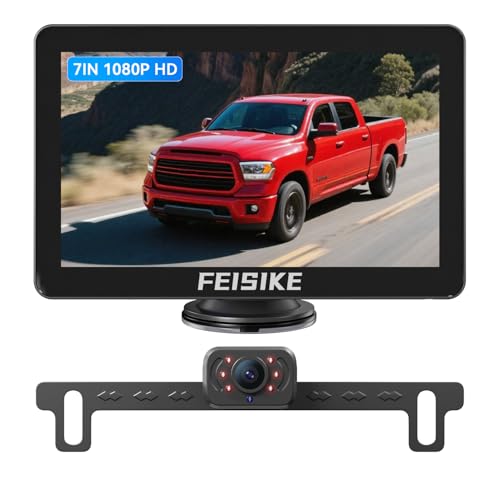 FEISIKE Backup Camera with IR Night Vision, 7 Inch 1080P HD Wired Rear View Camera, Plug-Play, DIY Guide Lines, 150° Wide Angle, Back up Camera Systems for Truck Cars Pickups SUV Van - Image 1