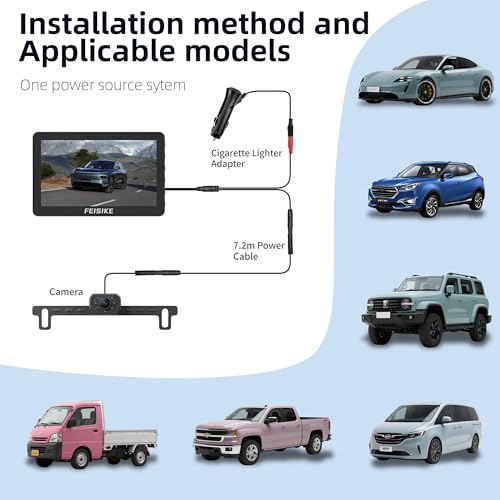 FEISIKE Backup Camera with IR Night Vision, 7 Inch 1080P HD Wired Rear View Camera, Plug-Play, DIY Guide Lines, 150° Wide Angle, Back up Camera Systems for Truck Cars Pickups SUV Van - Image 2