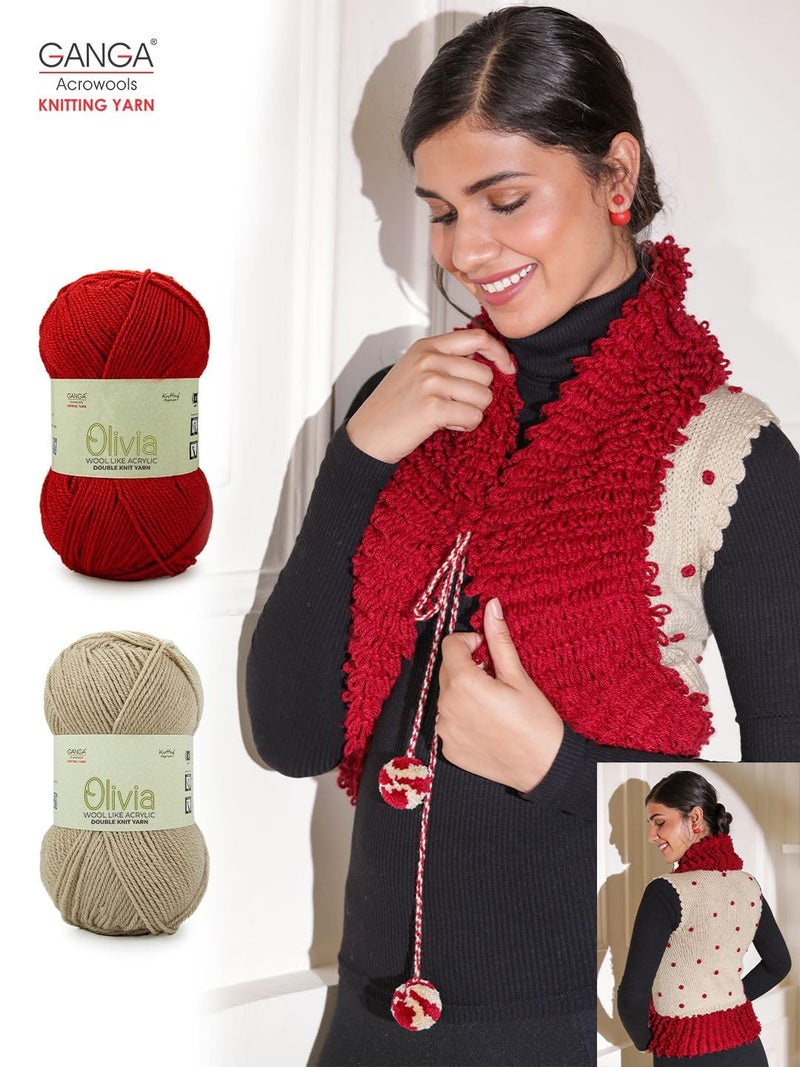 Ganga Acrowools Olivia, Double Knit Yarn. Hand Knitting And Crochet Yarn. Oekotex Class 1 Certified. Pack Of 2 Balls - 100Gms Each. Shade No - Olv017, Green - Image 5