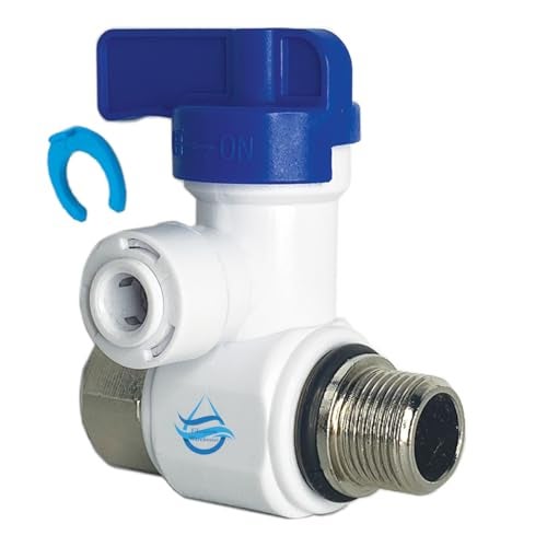 Filtration Warehouse FW Speed Fit 3/8 x 3/8 x 1/4 or 3/8 Inch DUAL O-Ring Stainless Steel Angle Stop Adapter Valve, US Company! Push to Connect Plumbing Fitting, with Clip, Compare to ASVPP1LF or ASVPP2LF (1/4" One-Pack) - Image 1