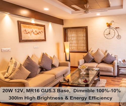 Vinaco 6 Pack MR16 Halogen Bulb 20W 12V, 2800K Warm White, Dimmable, GU5.3 Base, 300 Lumens, 3000 Hour Life, Indoor/Outdoor - Image 3