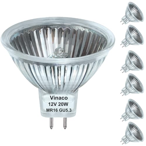 Vinaco 6 Pack MR16 Halogen Bulb 20W 12V, 2800K Warm White, Dimmable, GU5.3 Base, 300 Lumens, 3000 Hour Life, Indoor/Outdoor - Image 1