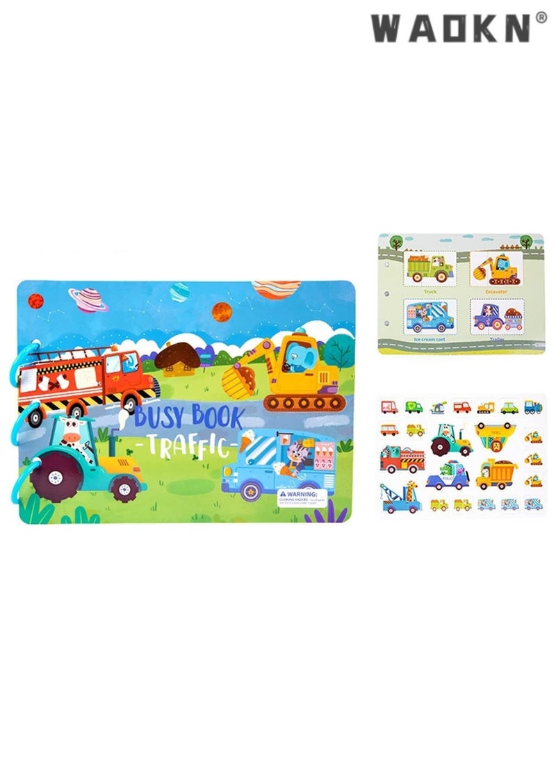 WAOKN Children's Traffic Themed Busy Book, Interactive Soft Activity Book with Travel Toys and Stickers, Educational Tool for Kids, Perfect for Enhancing Learning and Creativity on the Go  - Image 2