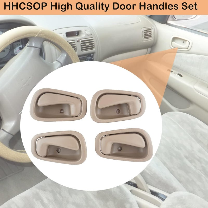 HHCSOP مقابض أبواب داخلية لسيارات تويوتا كورولا وشيفروليه بريزم قفل يدوي 1998 1999 2000 2001 2002 مقبض باب أمامي وخلفي للسائق والراكب استبدال رقم OE# 80889 80890 79501 79500 بيج - Image 3