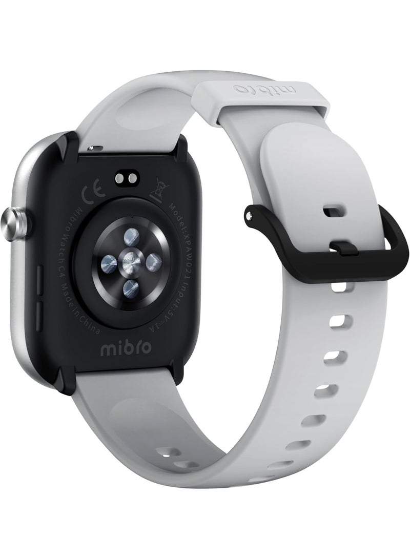 ميبرو Mibro C4 ساعة ذكية بشاشة كبيرة، مكالمات عبر البلوتوث، بطارية تدوم حتى 10 أيام، مراقبة الصحة واللياقة، تشغيل موسيقى، مقاومة للماء – فضي - Image 3