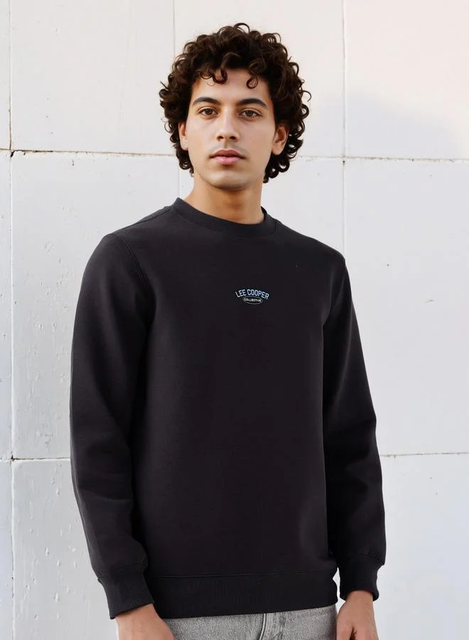 لي كوبر سويت شيرت قطن بطبعة شعار لي كوبر للرجال بقصة عادية