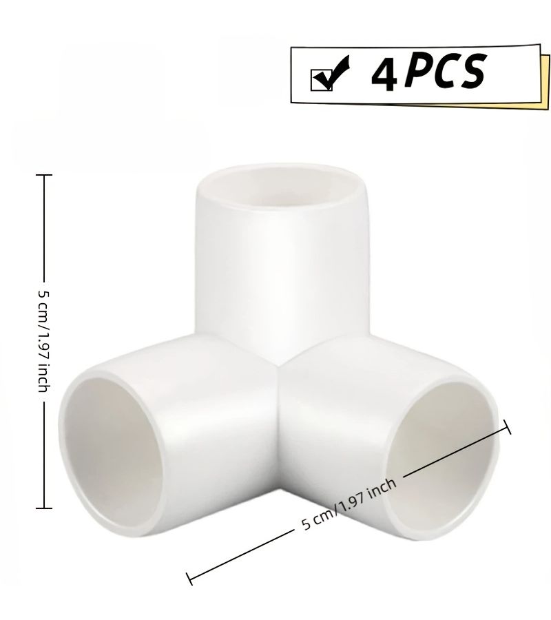 4 قطع من تركيبات PVC 1 بوصة 3 اتجاهات كوع تي 90 درجة للبيوت البلاستيكية وأثاث الخيام - Image 3