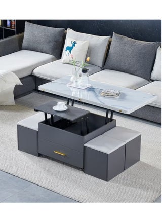 Lift-Top Coffee Table with 4 Stools,Modern Space Saving Center Table, Multi-Functional Adjustable Coffee Table with Hidden Storage Compartment - pzsku/Z9B267DEB32B2FABB0A69Z/45/1748916549/01fa1f85-b5dd-414b-a7bf-6aee0bd03409