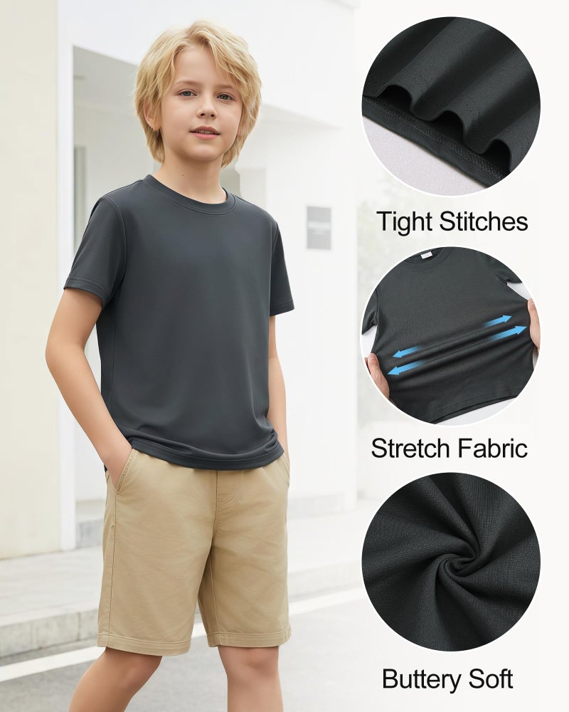 Jecson 5 Pack Boys T Shirts Boys Clothes Boys' Tops, Tees & Shirts Boys Plain T Shirts Soft Crewneck Top Tees Shirts Boys Clothes Size 10-12 Youth - Image 4