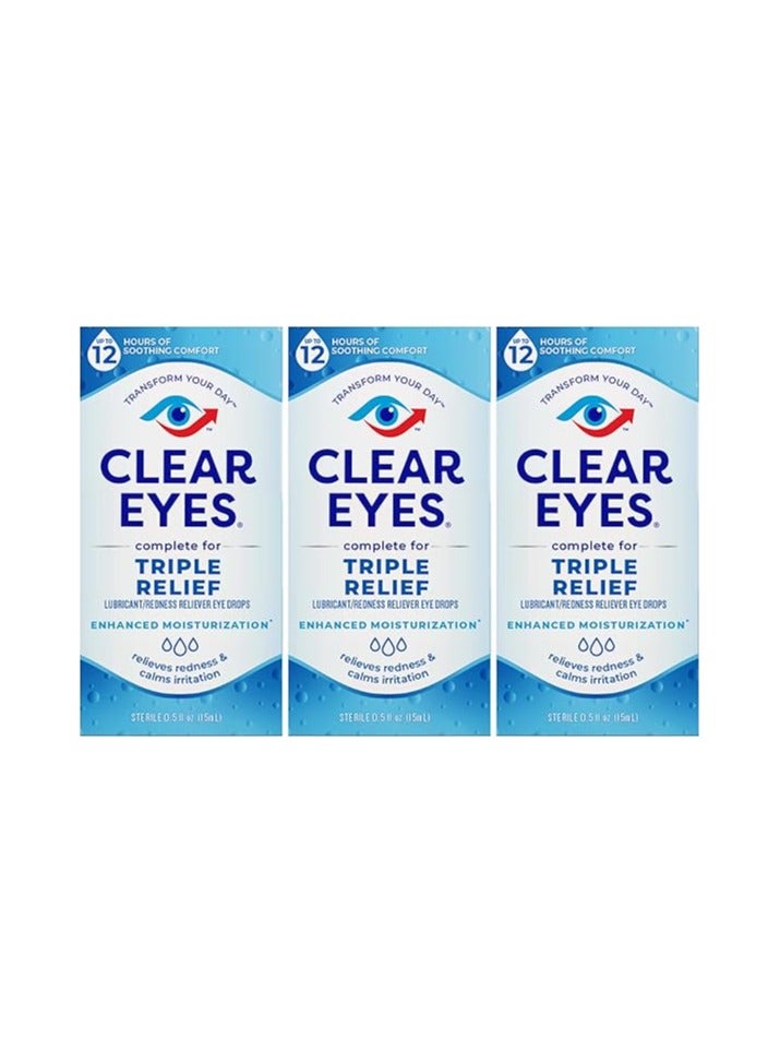 كلير آيز قطرات العين الثلاثية للتخفيف، 0.5 أونصة سائلة، عبوة من 3 قطع - Image 4
