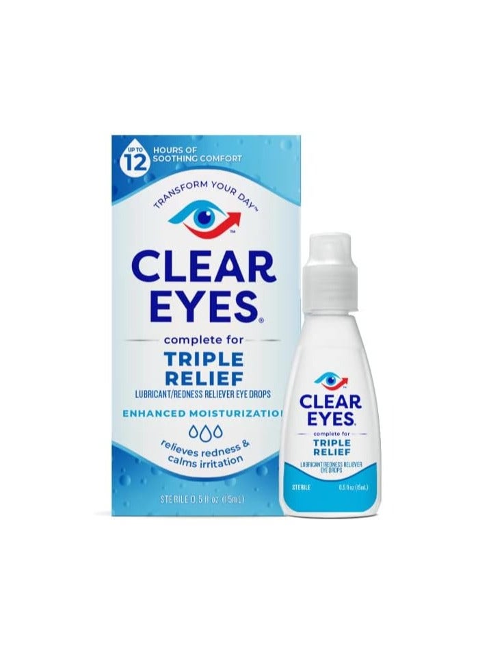 كلير آيز قطرات العين الثلاثية للتخفيف، 0.5 أونصة سائلة، عبوة من 3 قطع - Image 2