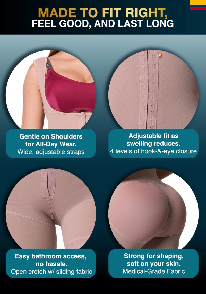 Sonryse PS211 Tummy Tuck Compression Garment for Women Fajas Colombianas Reductoras y Moldeadoras Stage 2 Faja Cocoa Large - Image 3