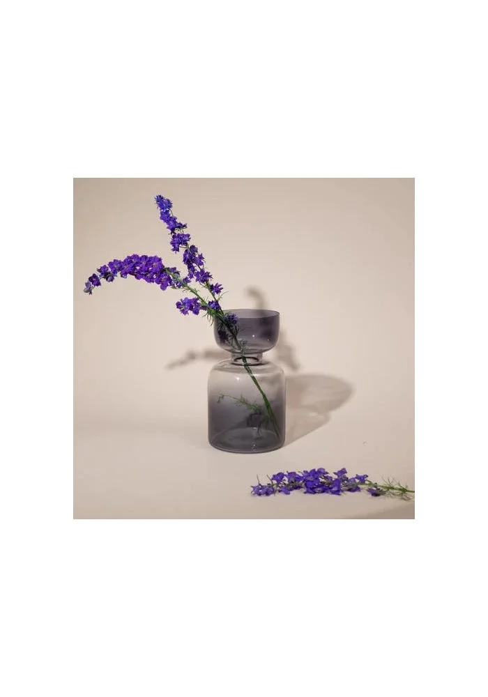 Muun Home Muun Home Tall Tinted Handblown Glass Flower Vase - Slate Grey