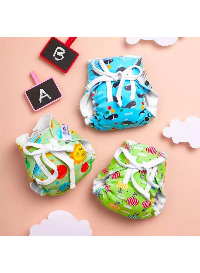 Superbottoms Dry Feel Padded Langot - Pack Of 3- Cotton Langot |Cloth Nappy With Gentle Elastics & A Superdryfeel Layer On Top (Day Dreamer Collection, Unisex Baby,Size 2 (Fits 5-10 Kg)  - Image 2
