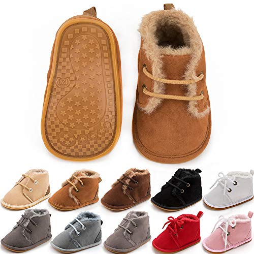 Meckior Baby Booties Newborn Infant Unisex Baby Girls Boys Velvet Rubber Anit-Slip Sole Shoes Toddler Fleece Cozy Winter Warm Prewalker Boots - Image 1