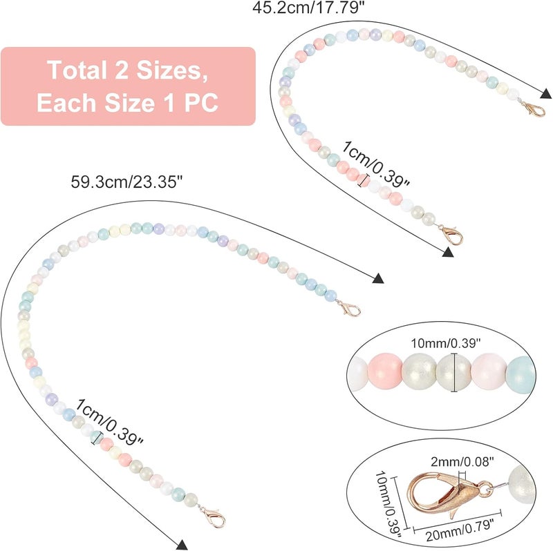 comfrt 2 Sizes Acrylic Bead Bag Chain Handle, Colorful Bead Purse Handle Candy Colors Shoulder Strap Replacement Handbag Strap with Metal Buckles Handbag Decorations(17.8/23.3 inches) - Image 4