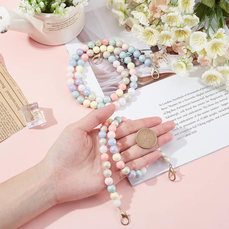 comfrt 2 Sizes Acrylic Bead Bag Chain Handle, Colorful Bead Purse Handle Candy Colors Shoulder Strap Replacement Handbag Strap with Metal Buckles Handbag Decorations(17.8/23.3 inches) - Image 5