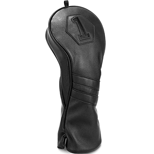 2thpart Golf Head Covers, Driver Headcover Golf Club Head Cover PU Leather Classic Black (Driver) - Image 3