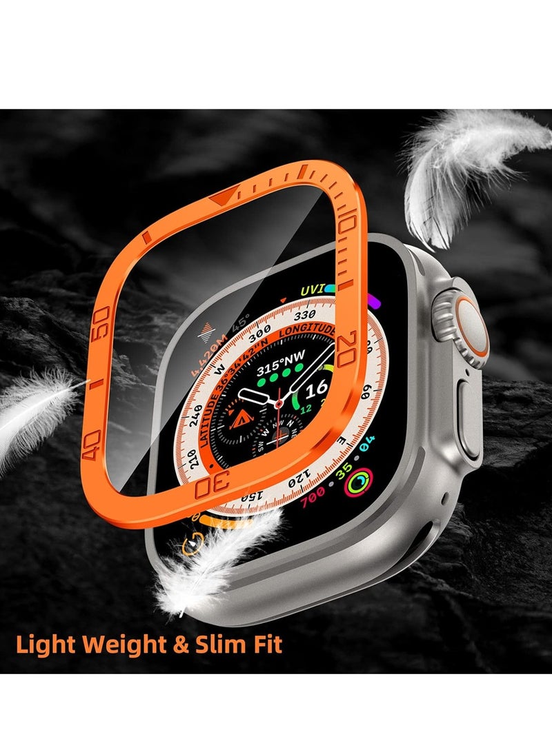 Durable Metal Case for Apple Watch Ultra 49mm with Tempered Glass Protector 2 Pack Orange  - Image 4