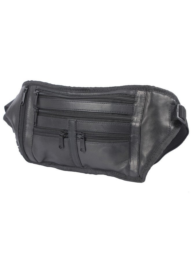 K London Unisex Real Leather Flat Waist Bag Fanny Pack Bumbag Waist Pouch Passport Holder Travel Shoulder Bag (2914_Black) - Image 4