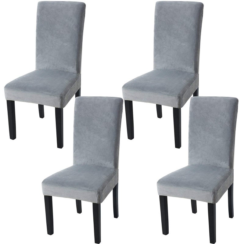 Fuloon Velvet Dining Chair Slipcovers Stretch Chair Covers Durable Dining Chair Soft Plush Cover Removable Seat Slipcover Set of 4