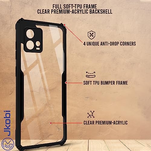 Jkobi Back Cover Case for Motorola Moto G72 5G (Shockproof with Polycarbonate Clear Panel | Professional Black) - Image 2