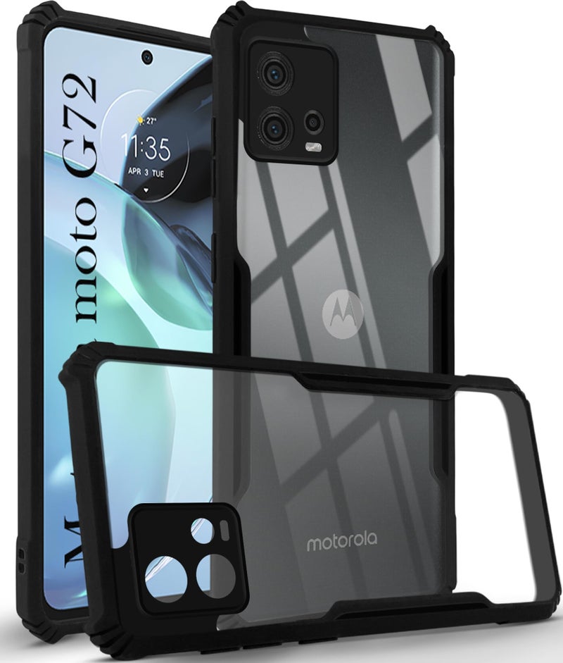 Jkobi Back Cover Case for Motorola Moto G72 5G (Shockproof with Polycarbonate Clear Panel | Professional Black) - Image 1