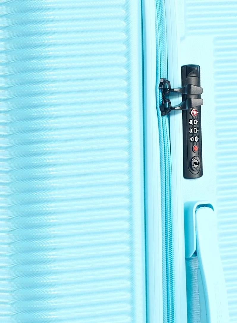 UNITED COLORS OF BENETTON BNTA-204 24Inch- Checked Luggage with TSA Lock| Material- Acrylonitrile Butadiene Styrene| Adjustable Trolley Handle | Smooth Dual Wheels 360degree rotate| Light Blue