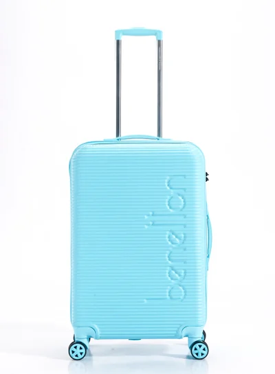 UNITED COLORS OF BENETTON BNTA-204 24Inch- Checked Luggage with TSA Lock| Material- Acrylonitrile Butadiene Styrene| Adjustable Trolley Handle | Smooth Dual Wheels 360degree rotate| Light Blue
