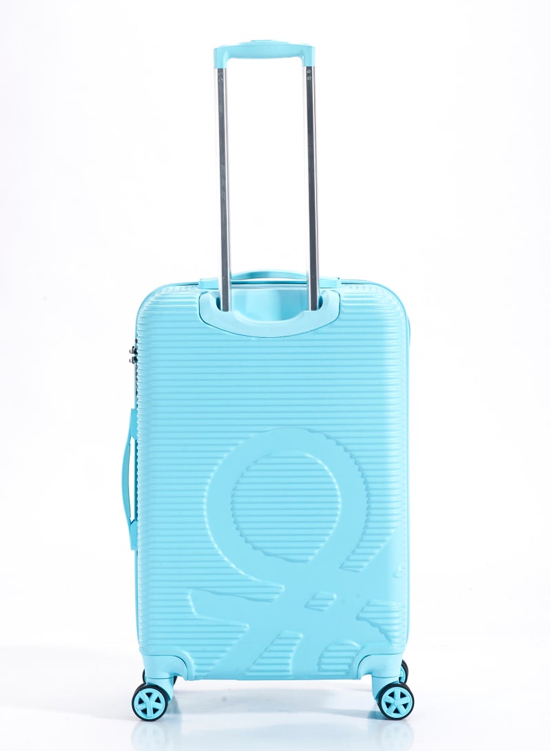 UNITED COLORS OF BENETTON BNTA-204 24Inch- Checked Luggage with TSA Lock| Material- Acrylonitrile Butadiene Styrene| Adjustable Trolley Handle | Smooth Dual Wheels 360degree rotate| Light Blue - Image 2