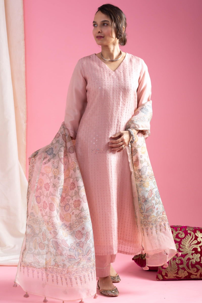 YASHIKA طقم كورتا نسائي 6XL دوباتا تشاندرى أبيض قطن أني ديزاينر طقم نسائي للمناسبات جايبور فارسي سلوار - Image 4