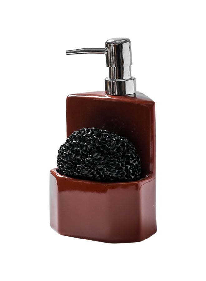 HOMESTAR 2 Pcs Ceramic Soap Dispenser with Built-in Sponge Holder, Durable 2-in-1 Kitchen Sink Organizer Caddy, Refillable Dish Soap Pump for Countertop, Bathroom and Kitchen Sink Accessory - Image 5