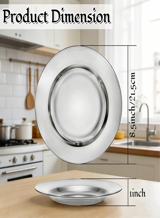 ZAVOOS 24 Pack Stainless Steel Dinner Plates, 8 Inch Metal Lightweight Unbreakable Camping Dishes, Round Reusable Serving Platter Feeding Tray for Home, Picnic, BBQ, Dishwasher Safe - Image 2