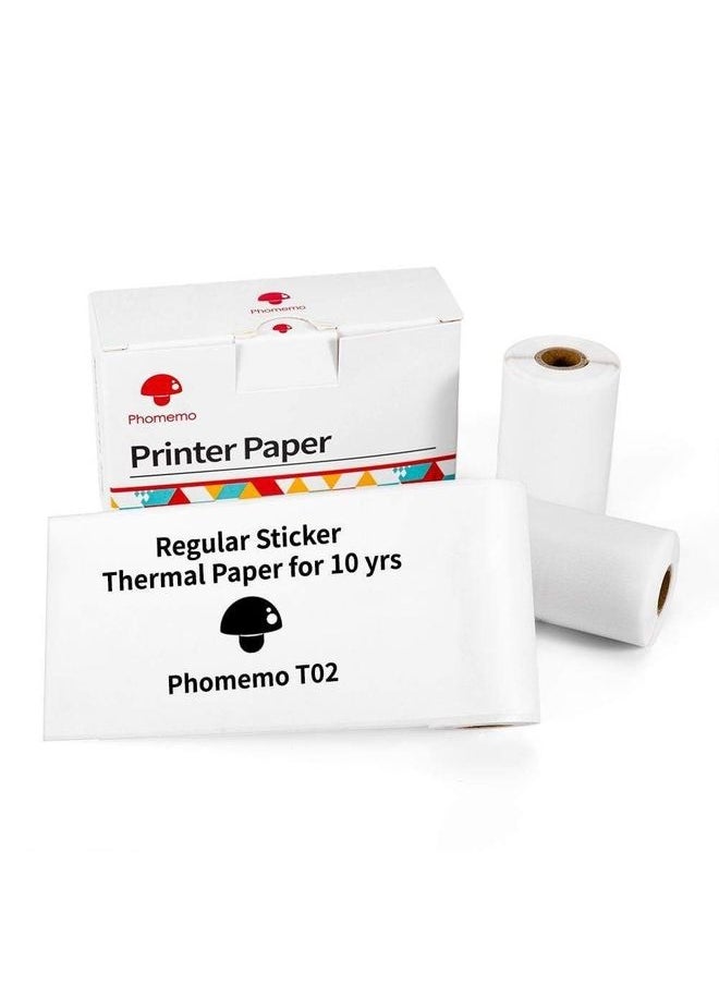 Generic - For Phomemo T02 3rolls Bluetooth Printer Thermal Paper Label Paper 50mmx3.5m 10 Years Black on White Sticker - Image 1