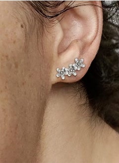Pandora Violet Daisy Flower Stud Earrings Cubic Zirconia Sterling Silver  - Image 3