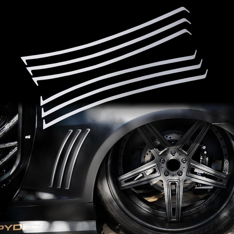 ملصقات فينيل شريط إدخال فتحة جانبية للسيارة TOMALL 6 قطع متوافقة مع شيفروليه كامارو 2010-2015 SS RS LS زينة فتحة جانبية رفيعة باللون الفضي المصقول