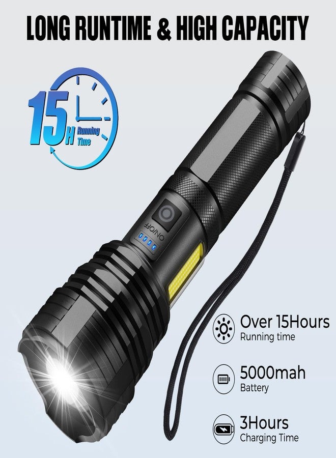 BERCOL Flashlight LED Rechargeable Flashlights High Lumens, 99,000 LM Super Bright Powerful Flashlight, High Powered Flash Lights Waterproof Handheld Flashlights for Home Camping Hiking(2 Pack) - Image 3